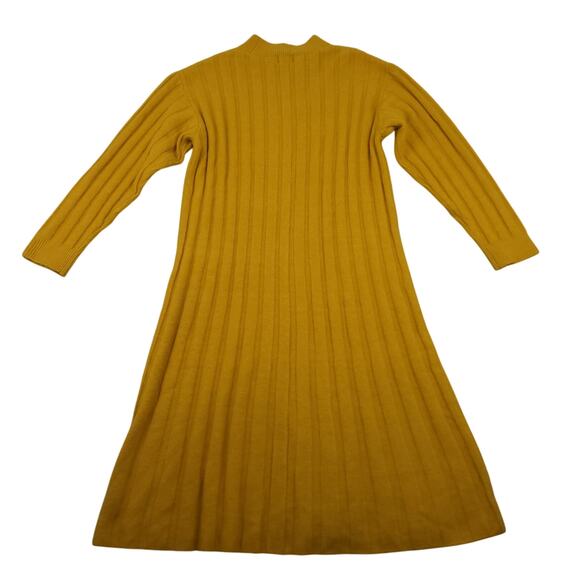 H&M Women's Ochre Oversized Stretch Wool Blend Ribbed Midi Dress Sz Small Yellow - Picture 7 of 14